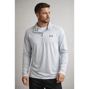 Under Armour Mens Quarter Zip Long Sleeve Pullover Shirt Light Gray XL